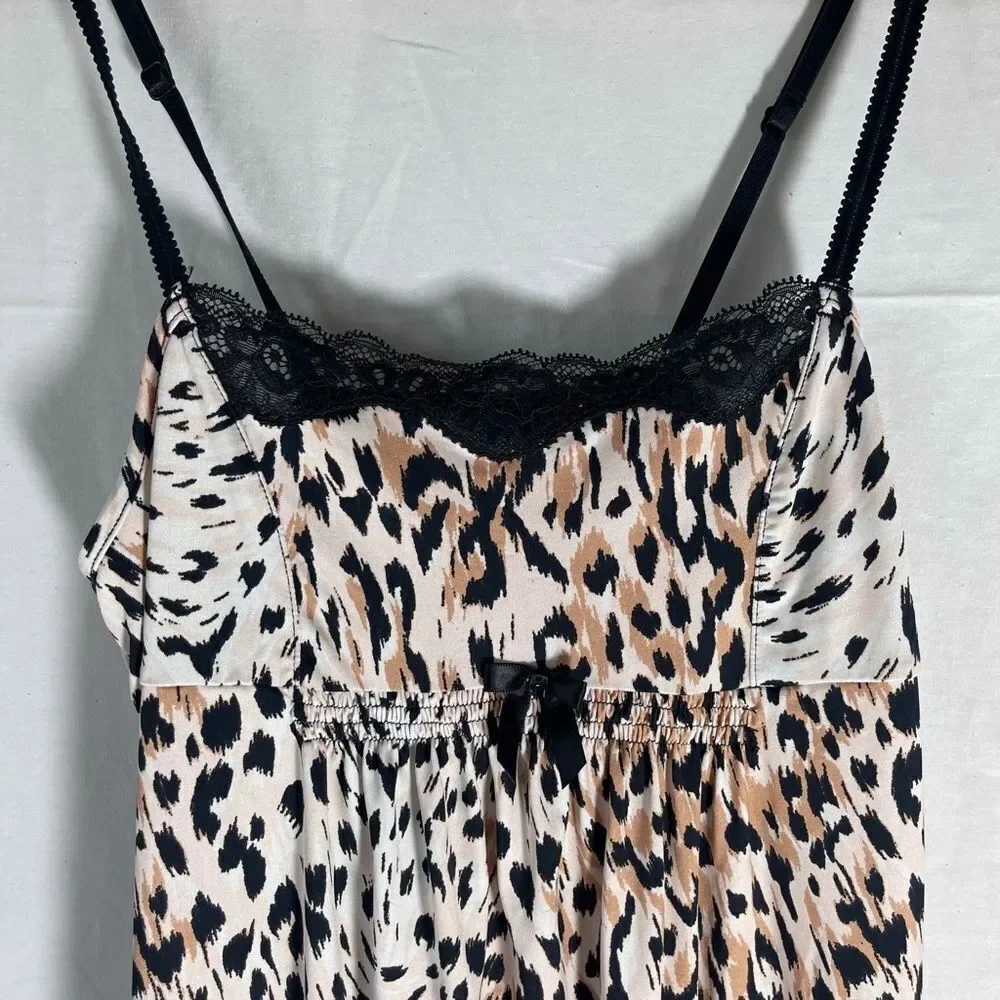 Betsey Johnson Intimates Leopard Print Square Neck Chemise Sz‎ S